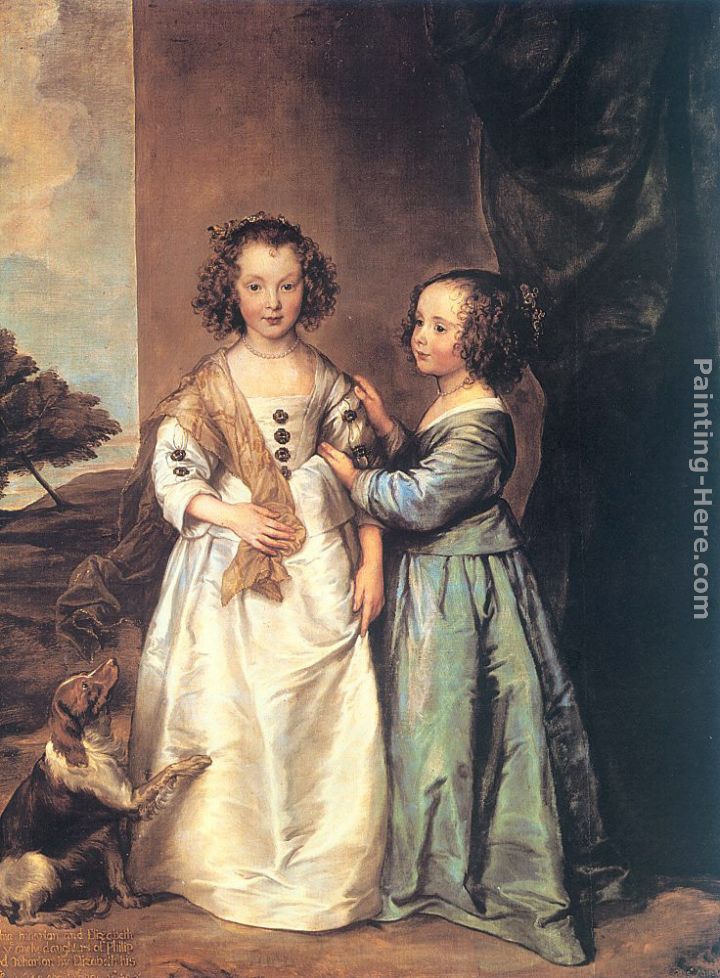 Portrait of Philadelphia and Elisabeth Cary painting - Sir Antony van Dyck Portrait of Philadelphia and Elisabeth Cary art painting